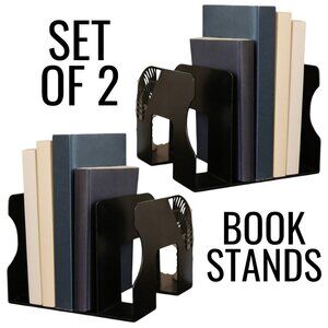 Book Stands Set of 2 Book Stand Bookshelf Desk Organization Organizer Black Come